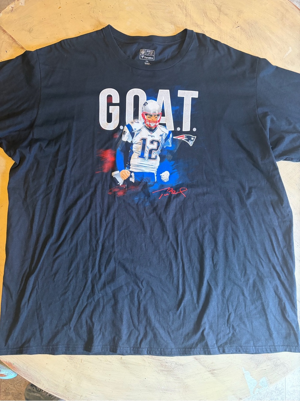Tom Brady New England Patriots GOAT Fanatics Black T-Shirt 4XL